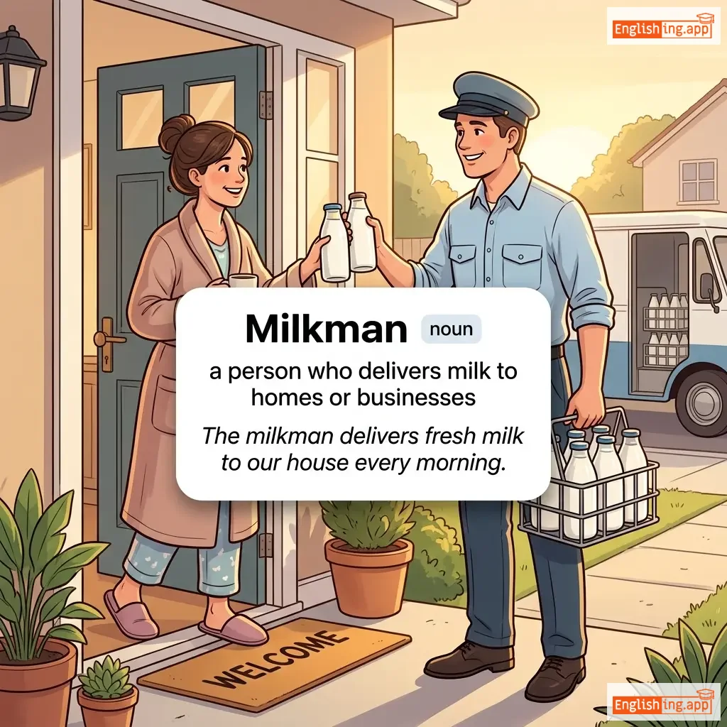 Milkman definition card — visual illustration of the meaning