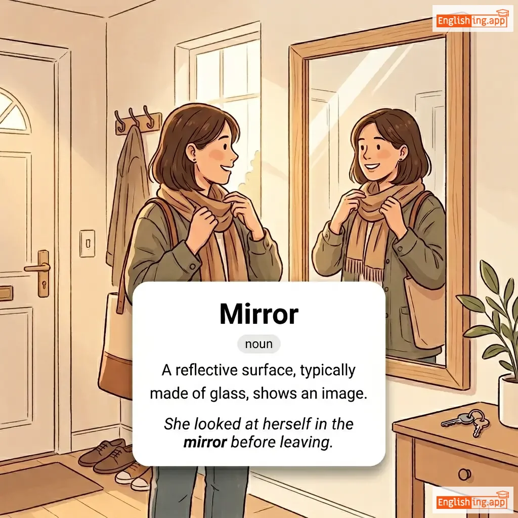 Mirror definition card — visual illustration of the meaning