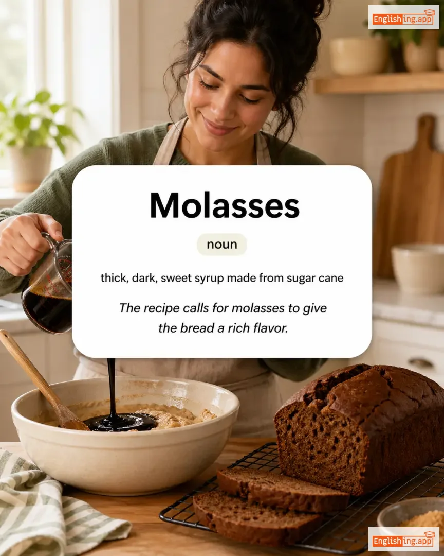 Molasses definition card — visual illustration of the meaning