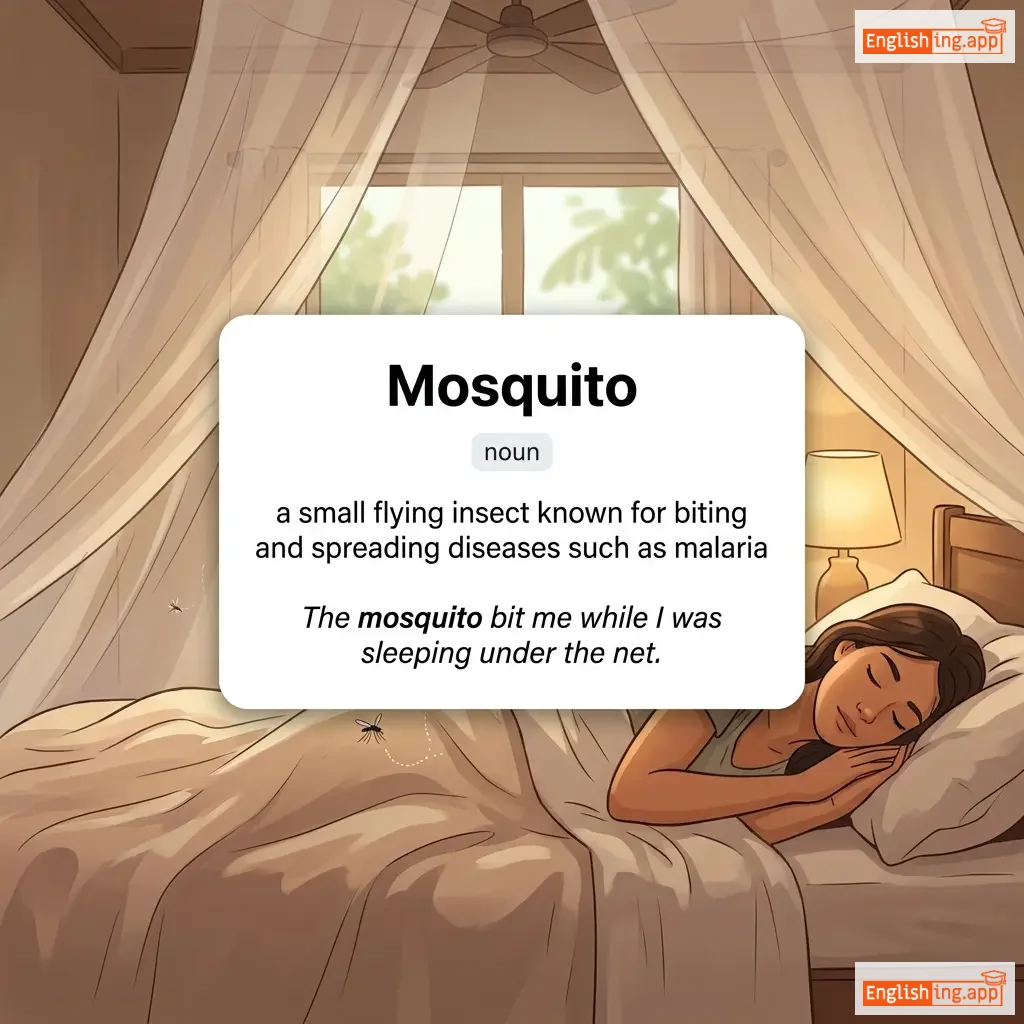 Mosquito definition card — visual illustration of the meaning