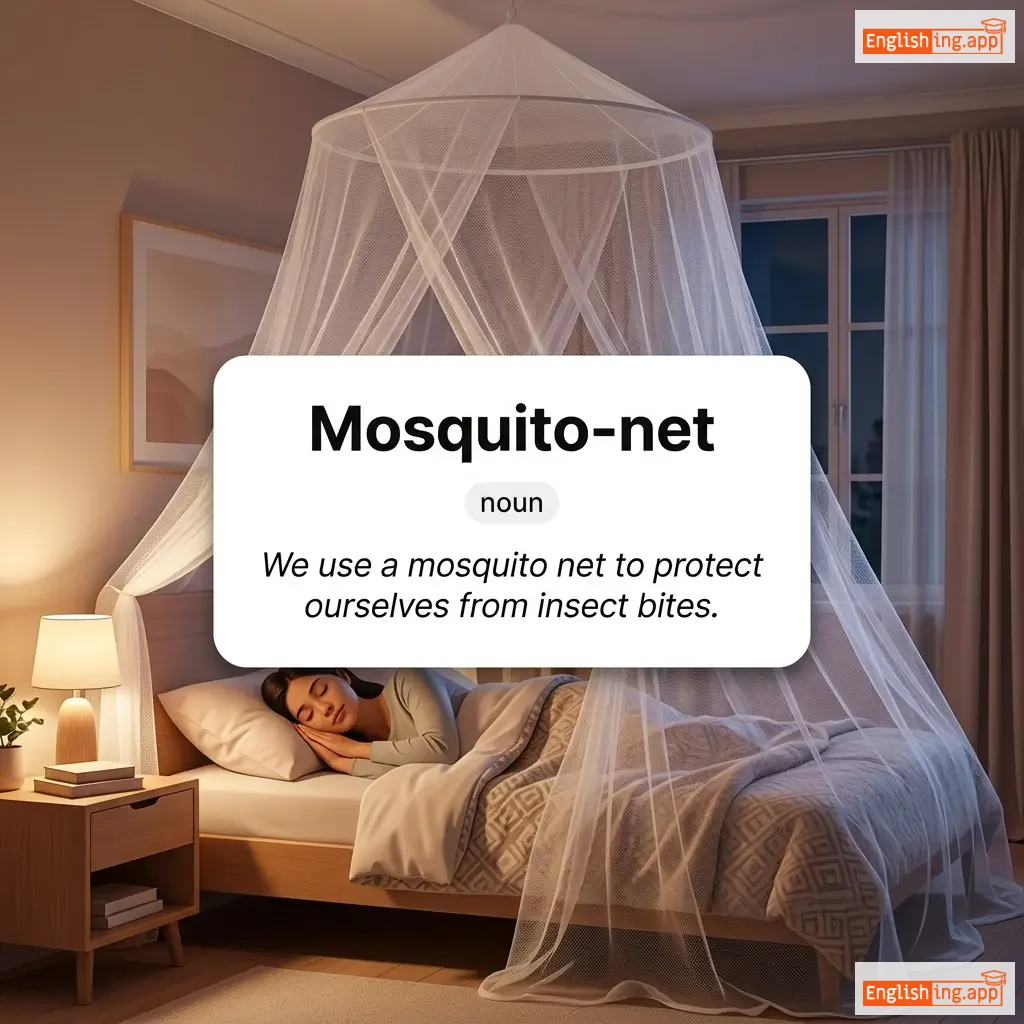 Mosquito-net definition card — visual illustration of the meaning