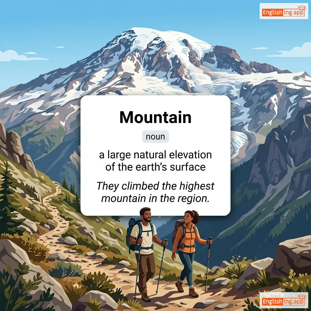 Mountain definition card — visual illustration of the meaning