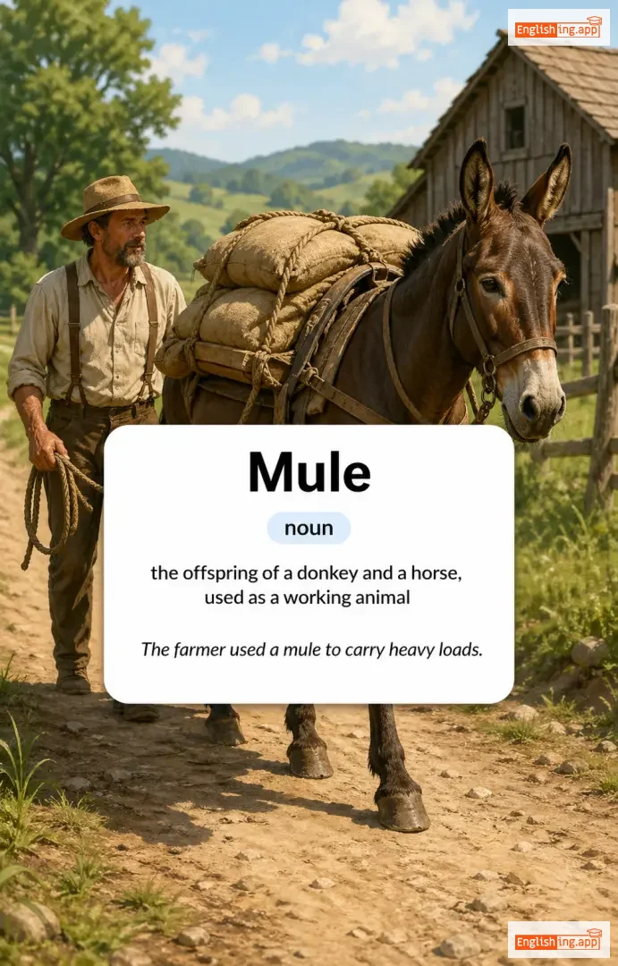 Mule definition card — visual illustration of the meaning