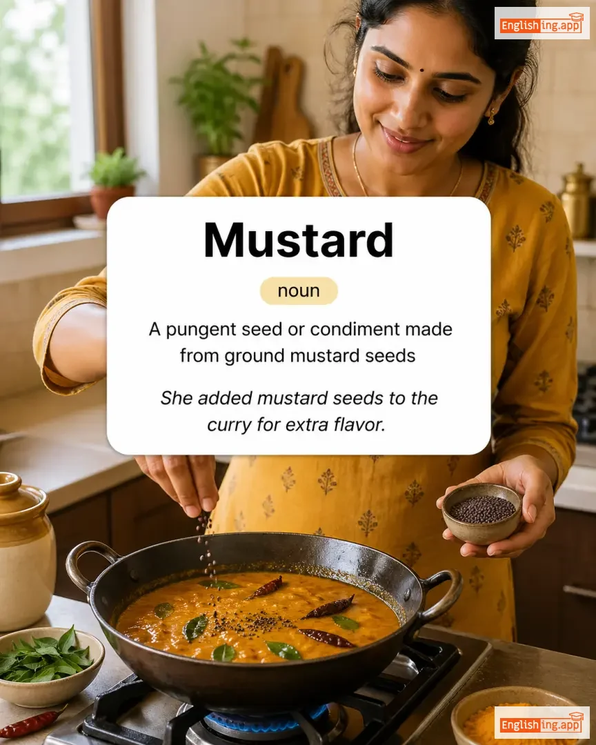 Mustard definition card — visual illustration of the meaning