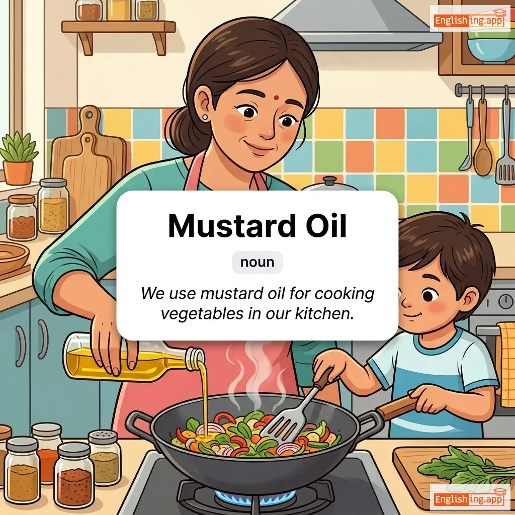 Mustard Oil definition card — visual illustration of the meaning