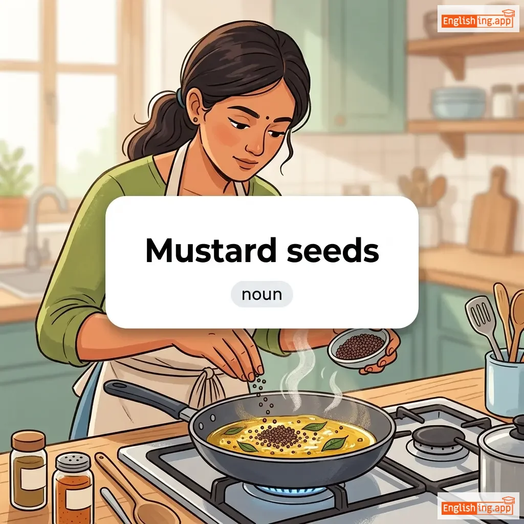 Mustard seeds definition card — visual illustration of the meaning