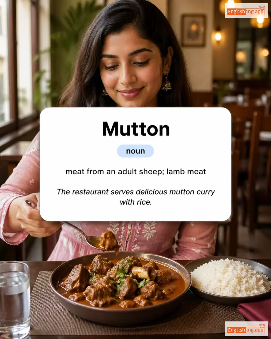 Mutton definition card — visual illustration of the meaning