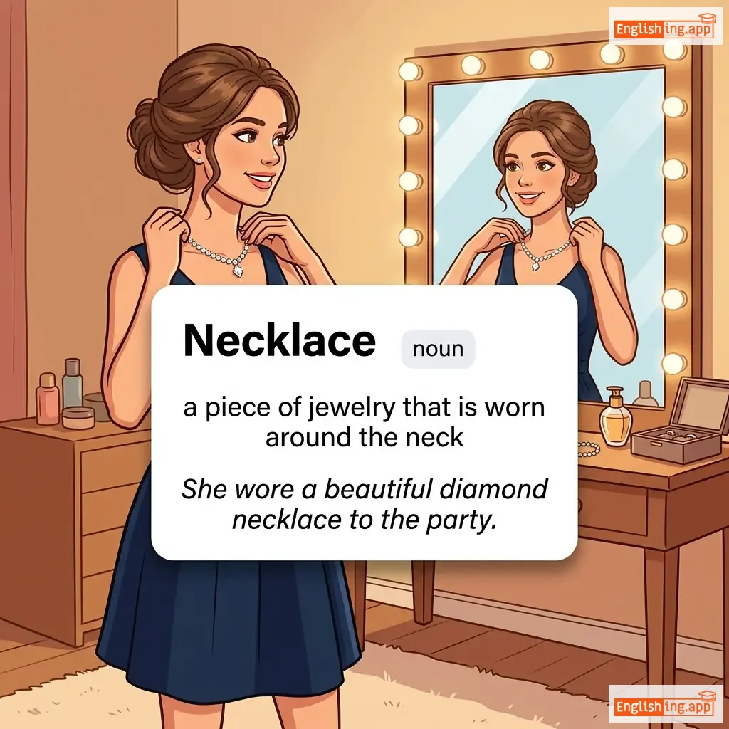 Necklace definition card — visual illustration of the meaning