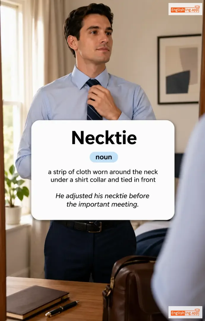 Necktie definition card — visual illustration of the meaning
