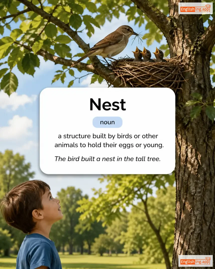 Nest definition card — visual illustration of the meaning