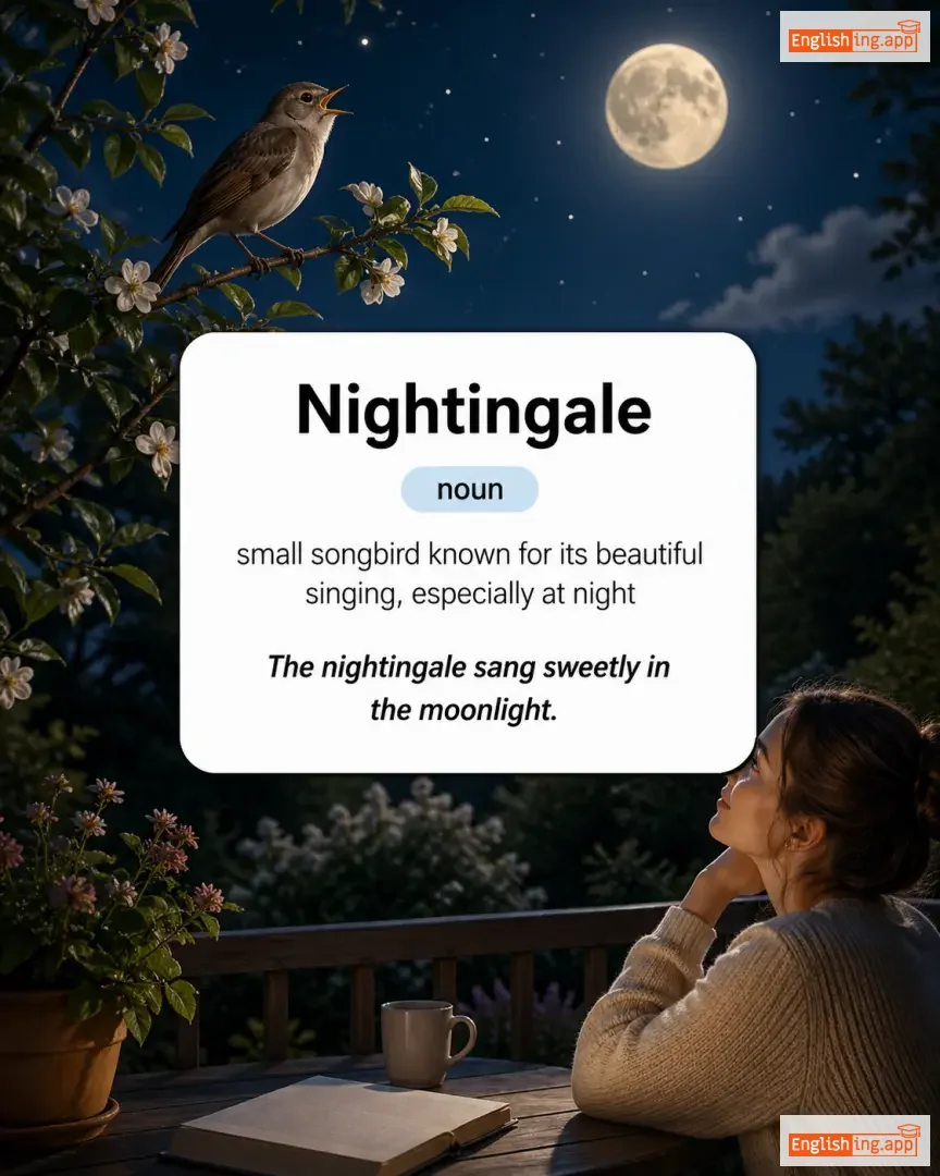Nightingale definition card — visual illustration of the meaning
