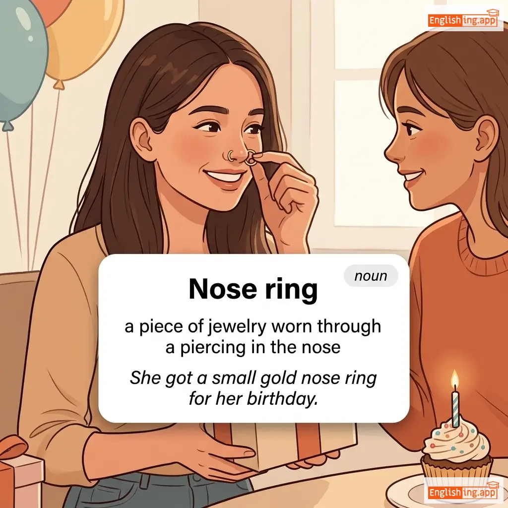 Nose ring definition card — visual illustration of the meaning