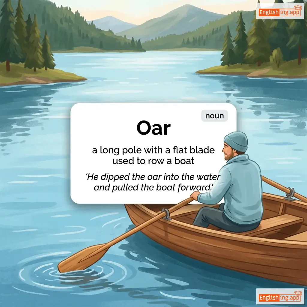 Oar definition card — visual illustration of the meaning