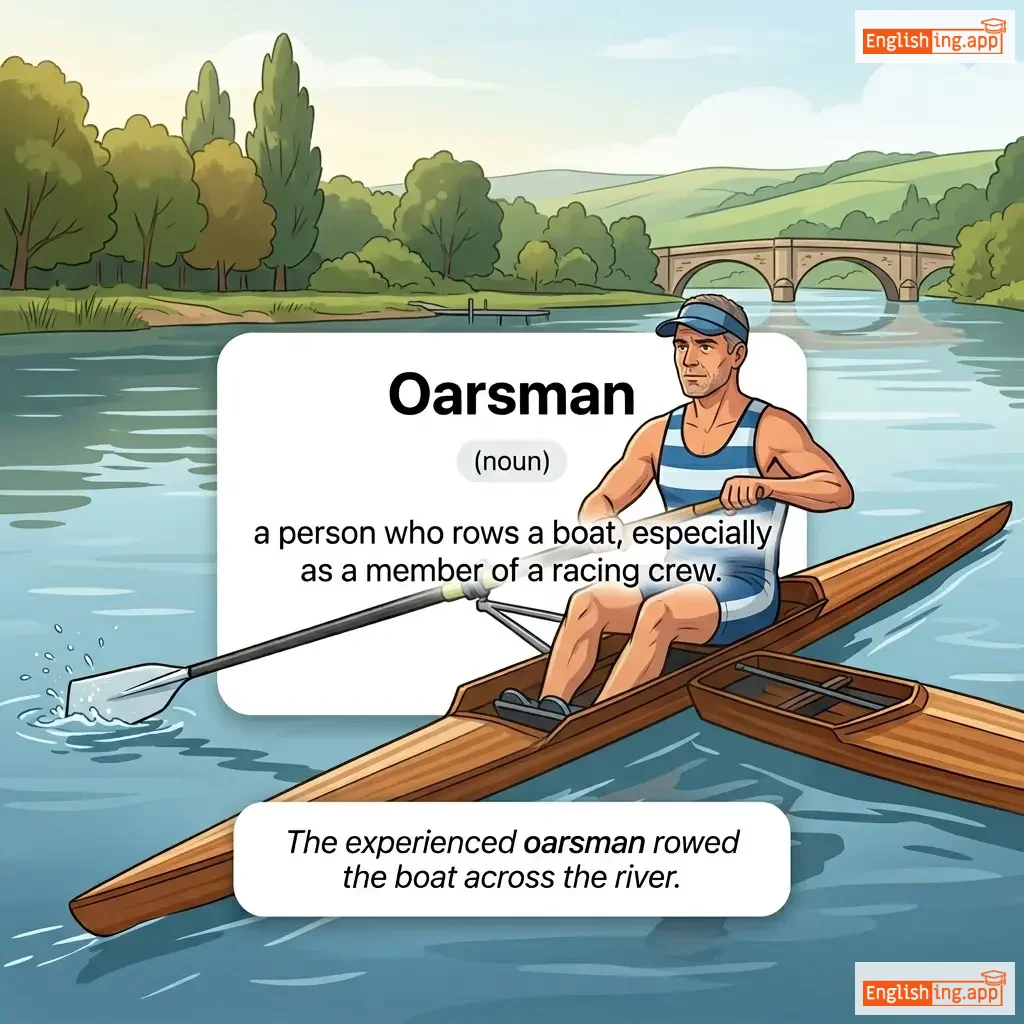 Oarsman definition card — visual illustration of the meaning