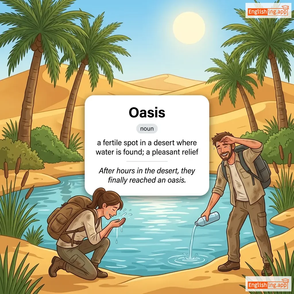 Oasis definition card — visual illustration of the meaning
