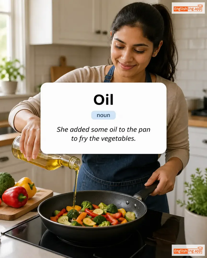 Oil definition card — visual illustration of the meaning