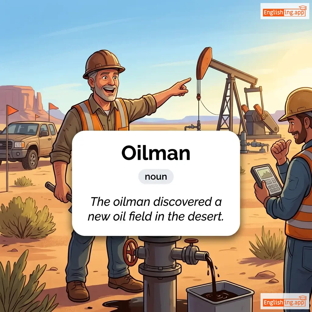 Oilman definition card — visual illustration of the meaning