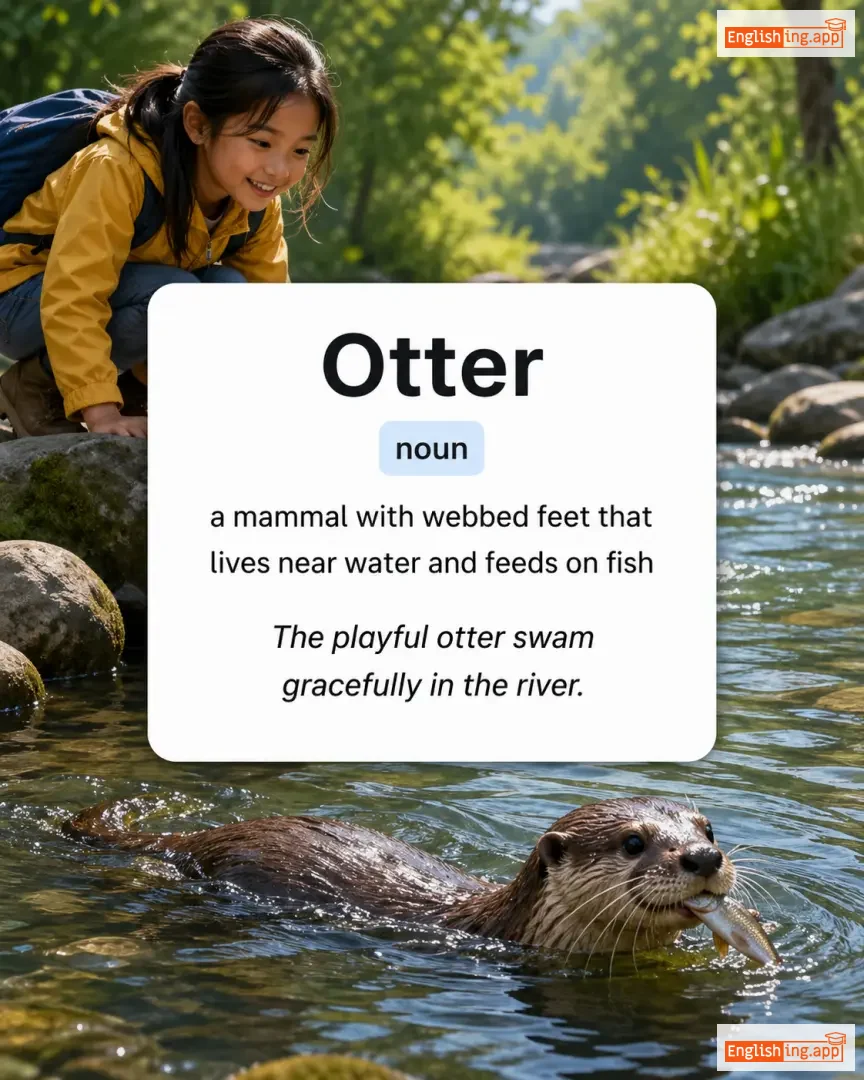 Otter definition card — visual illustration of the meaning