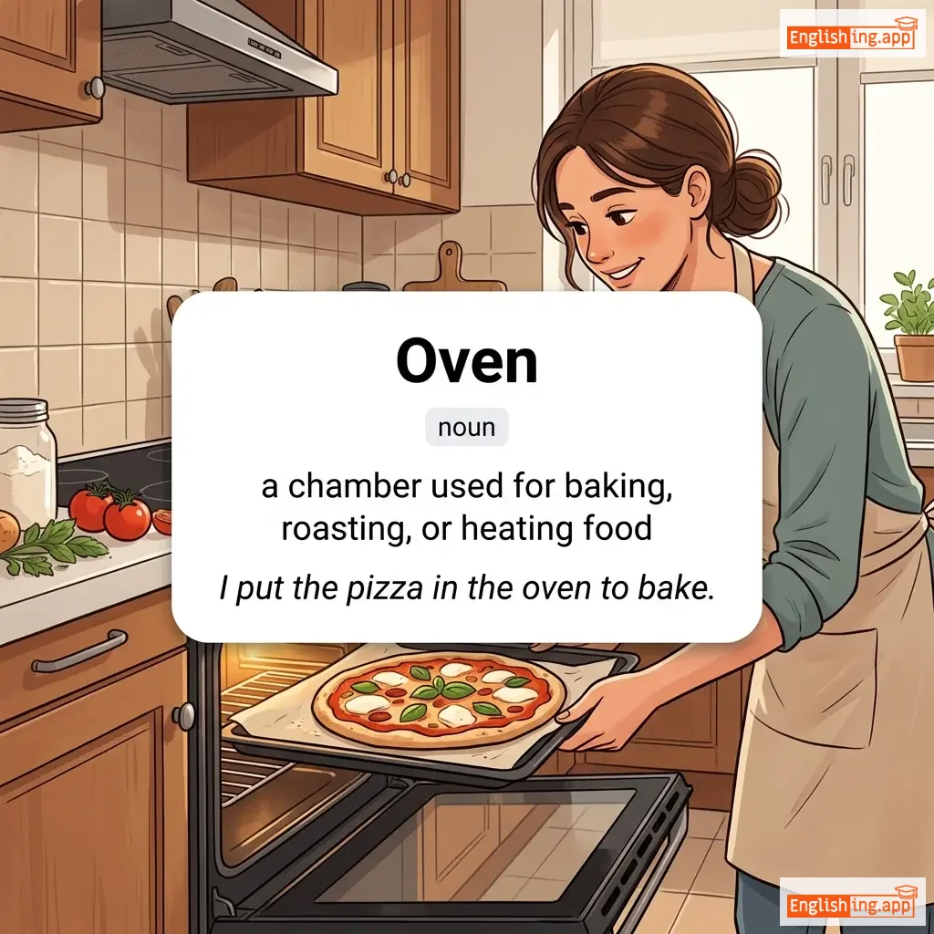 Oven definition card — visual illustration of the meaning