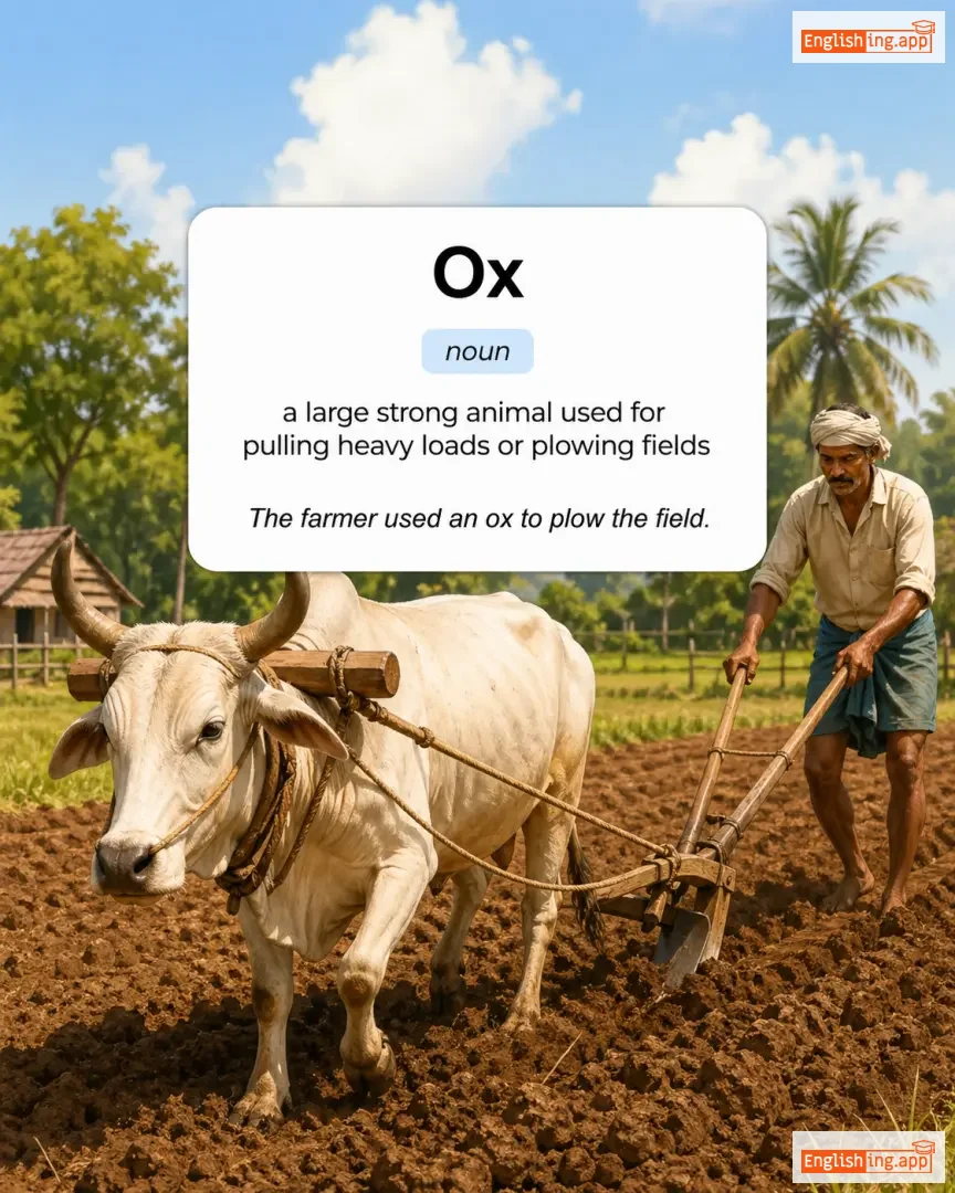 Ox definition card — visual illustration of the meaning