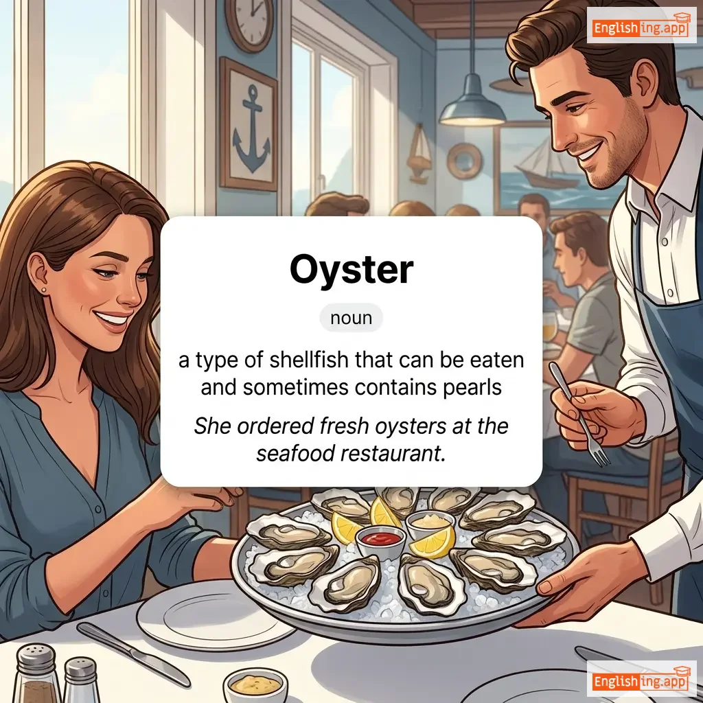 Oyster definition card — visual illustration of the meaning
