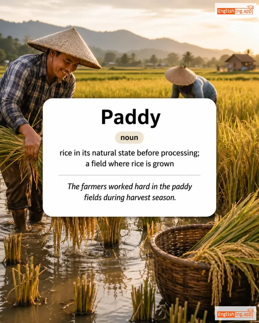 Paddy definition card — visual illustration of the meaning