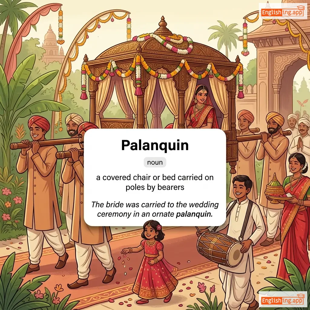Palanquin definition card — visual illustration of the meaning