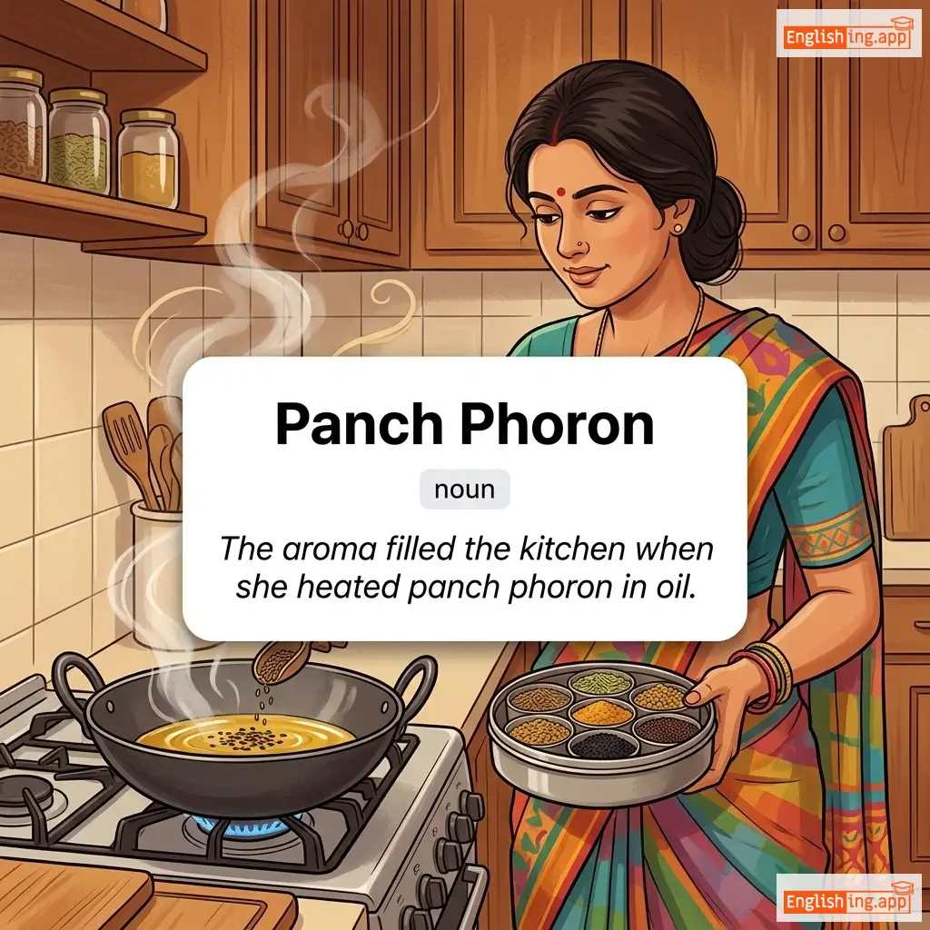 Panch Phoron definition card — visual illustration of the meaning