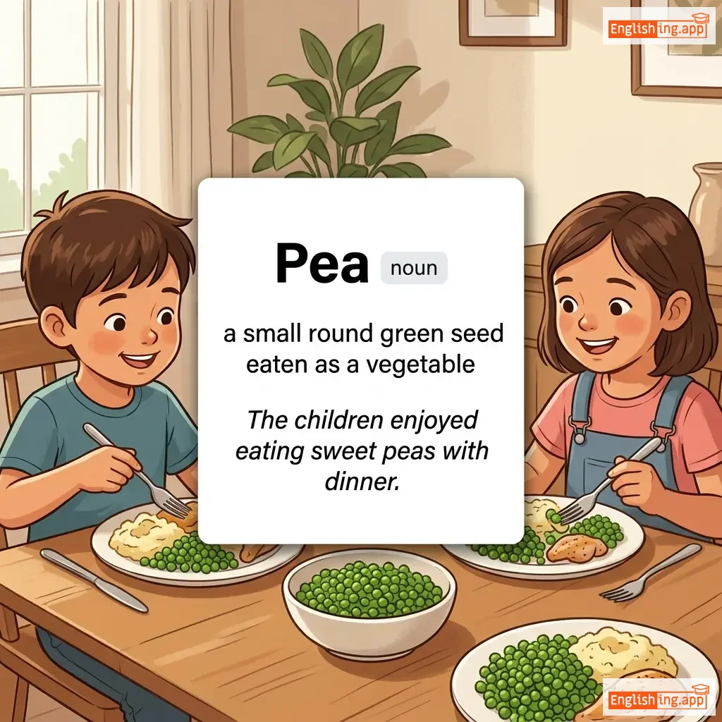 Pea definition card — visual illustration of the meaning