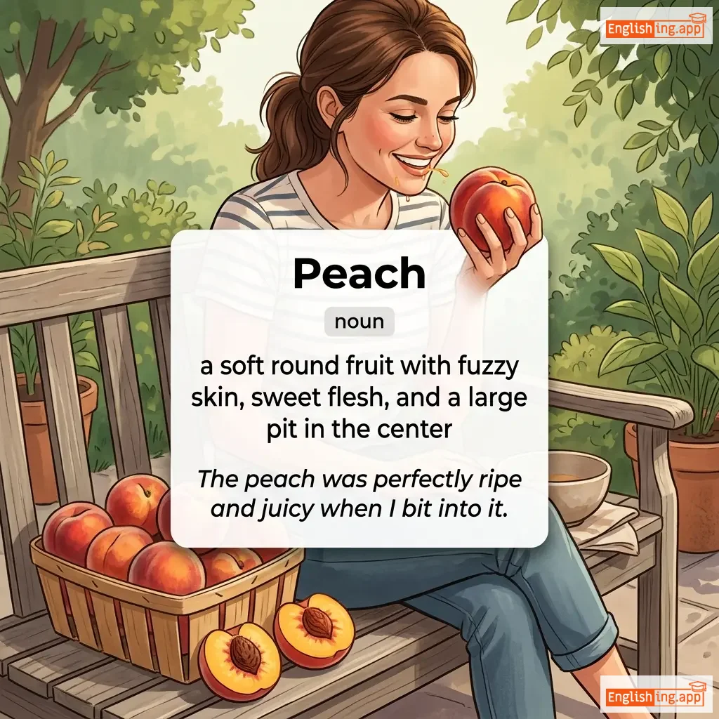 Peach definition card — visual illustration of the meaning