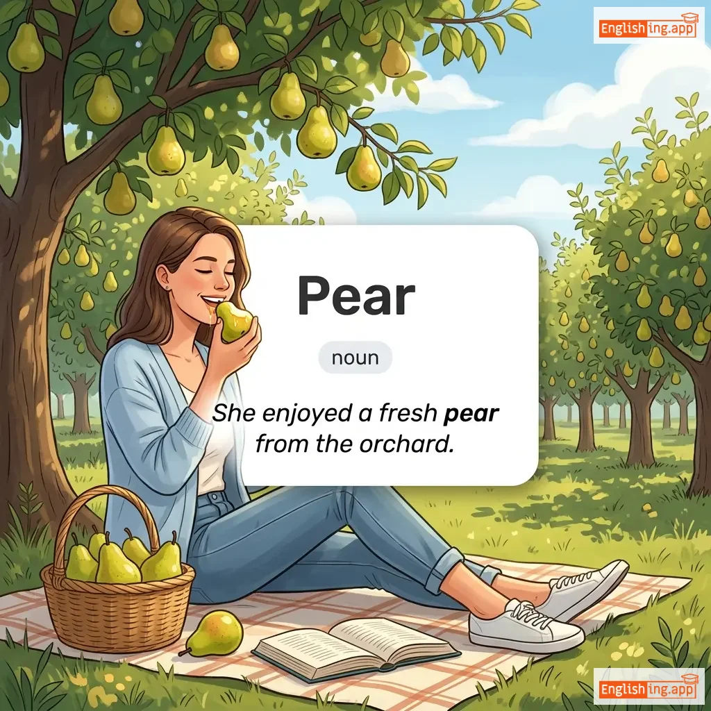 Pear definition card — visual illustration of the meaning