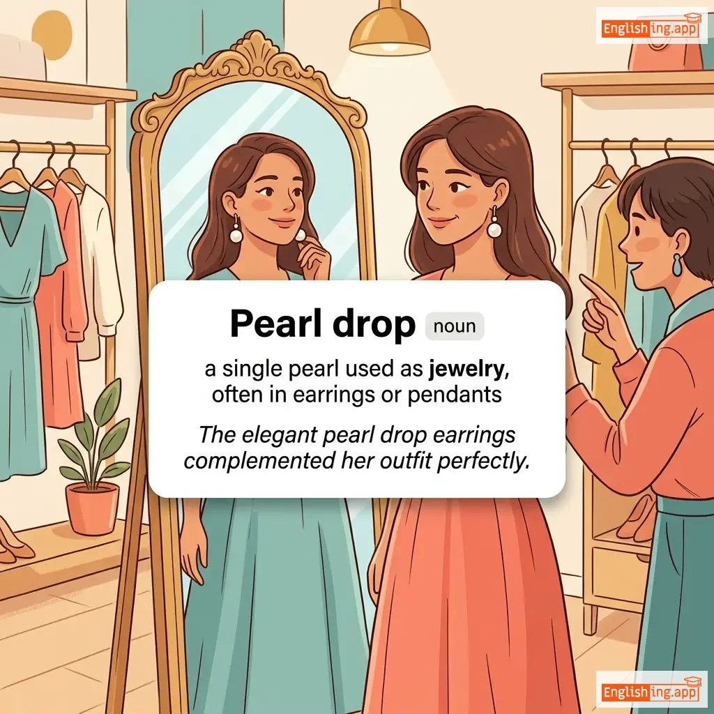 Pearl drop definition card — visual illustration of the meaning