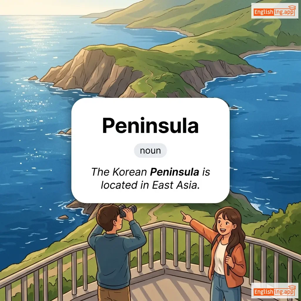 Peninsula definition card — visual illustration of the meaning