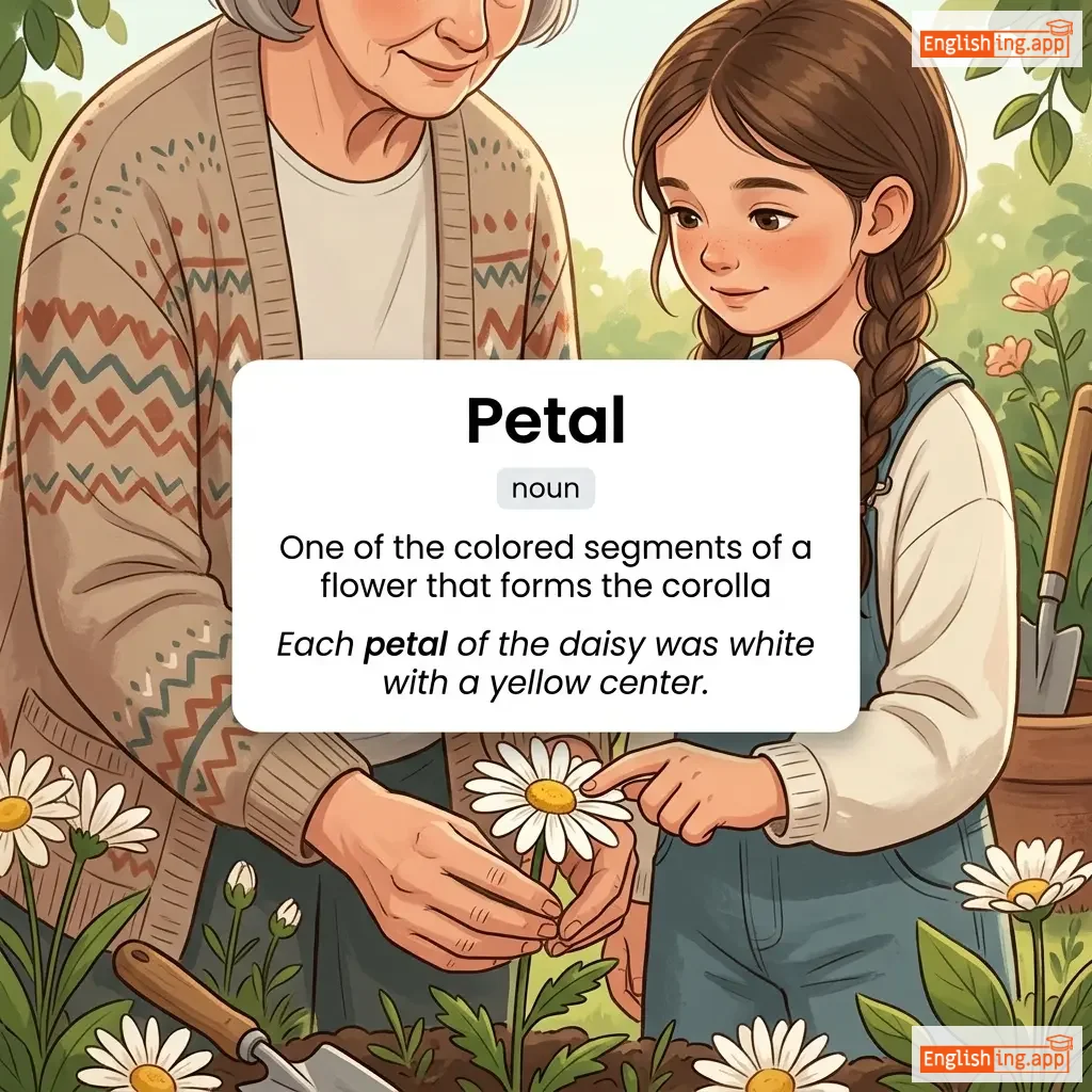 Petal definition card — visual illustration of the meaning
