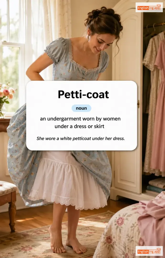 Petti-coat definition card — visual illustration of the meaning
