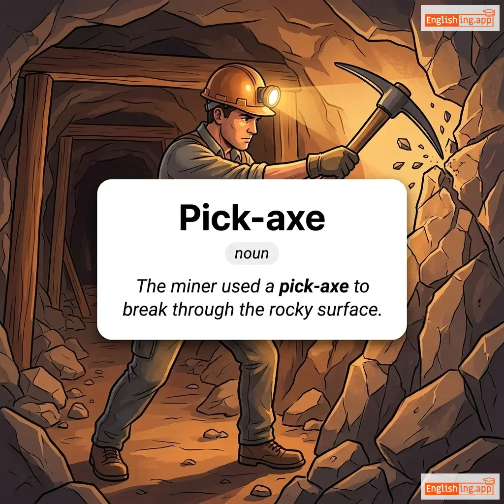 Pick-axe definition card — visual illustration of the meaning
