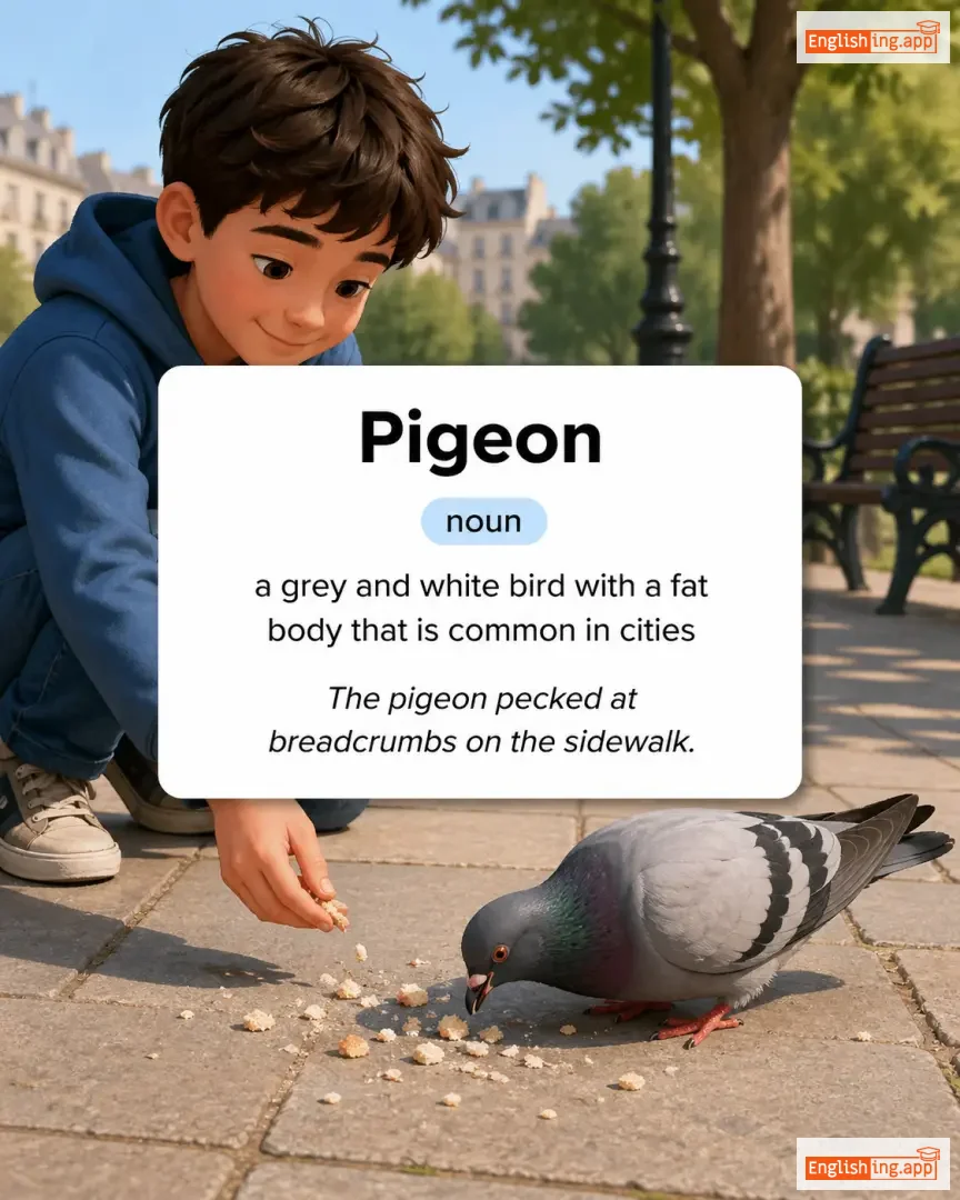 Pigeon definition card — visual illustration of the meaning