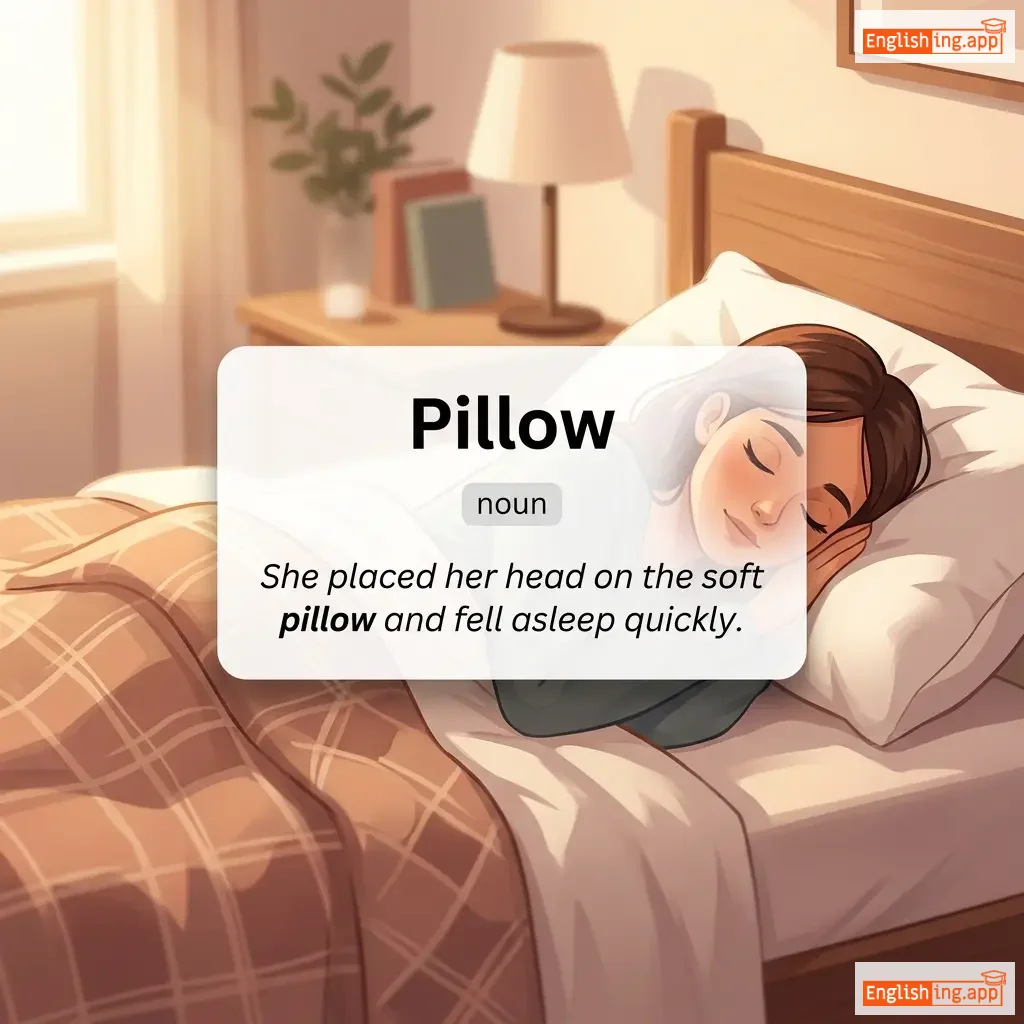 Pillow definition card — visual illustration of the meaning