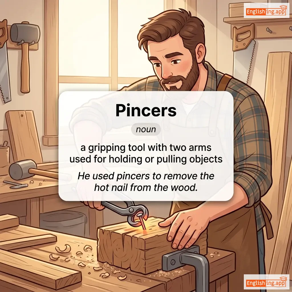 Pincers definition card — visual illustration of the meaning