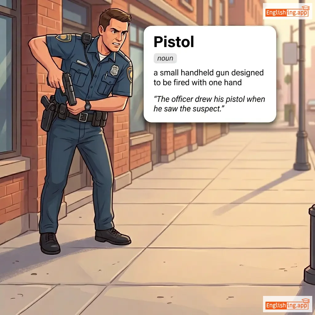 Pistol definition card — visual illustration of the meaning