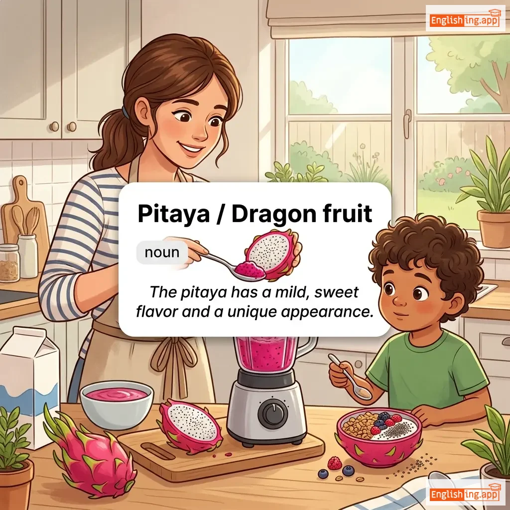 Pitaya / Dragon fruit definition card — visual illustration of the meaning