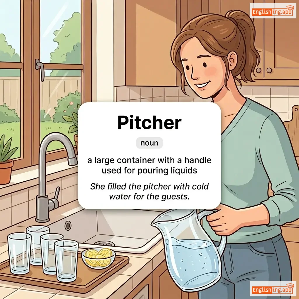Pitcher definition card — visual illustration of the meaning