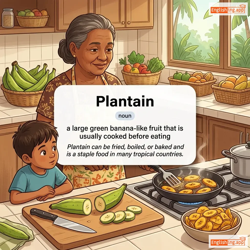 Plantain definition card — visual illustration of the meaning