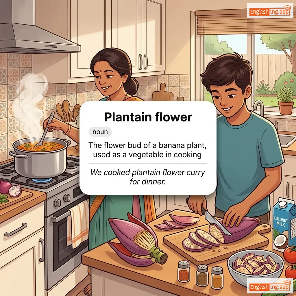 Plantain flower definition card — visual illustration of the meaning