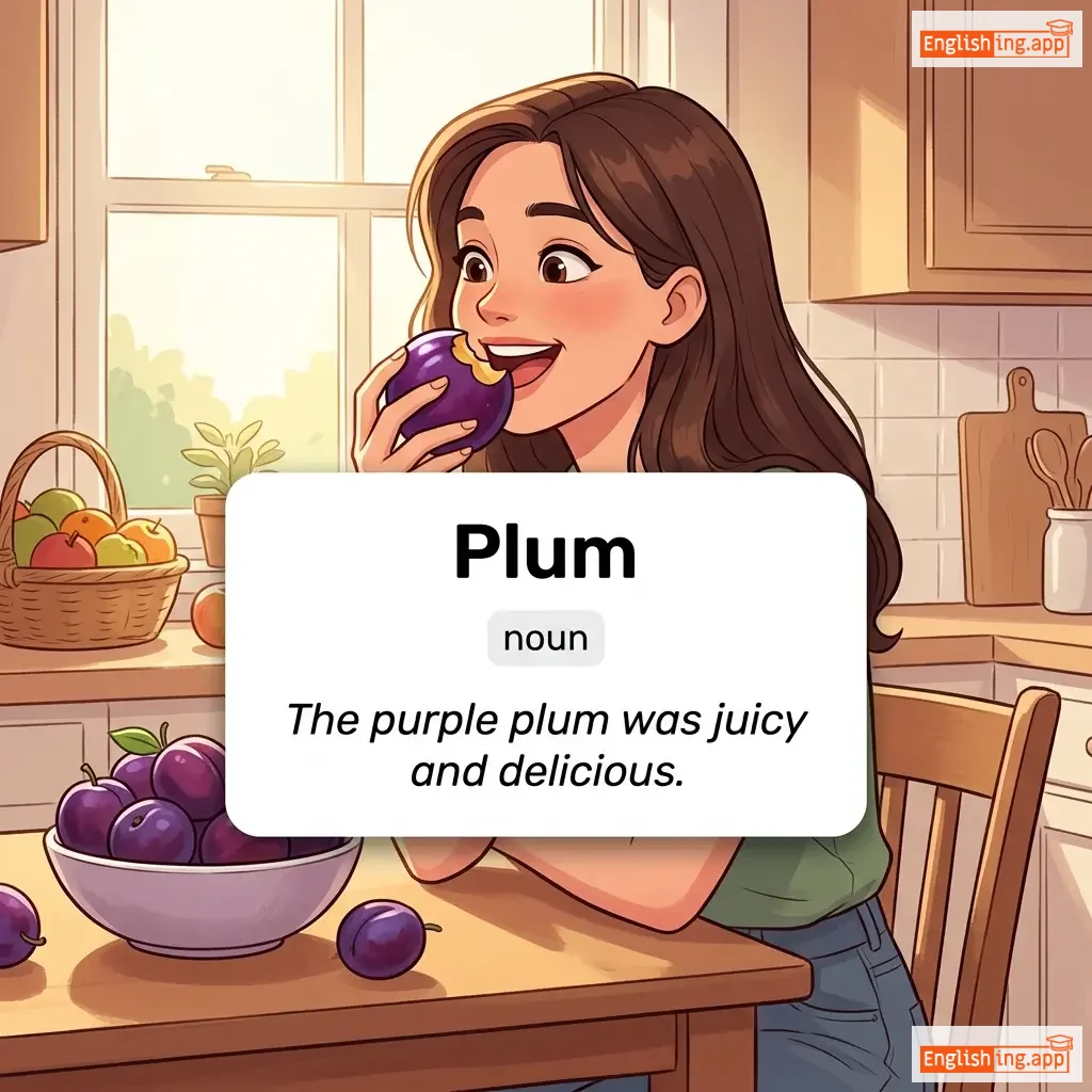 Plum definition card — visual illustration of the meaning
