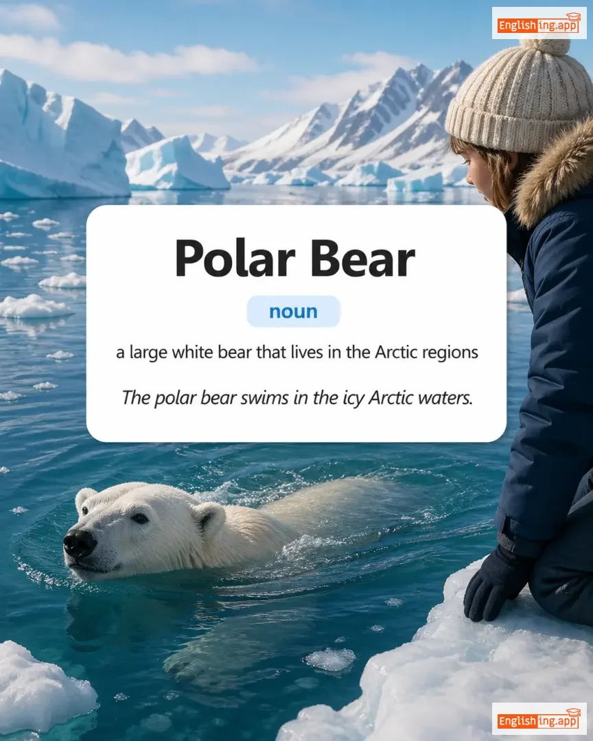Polar Bear definition card — visual illustration of the meaning