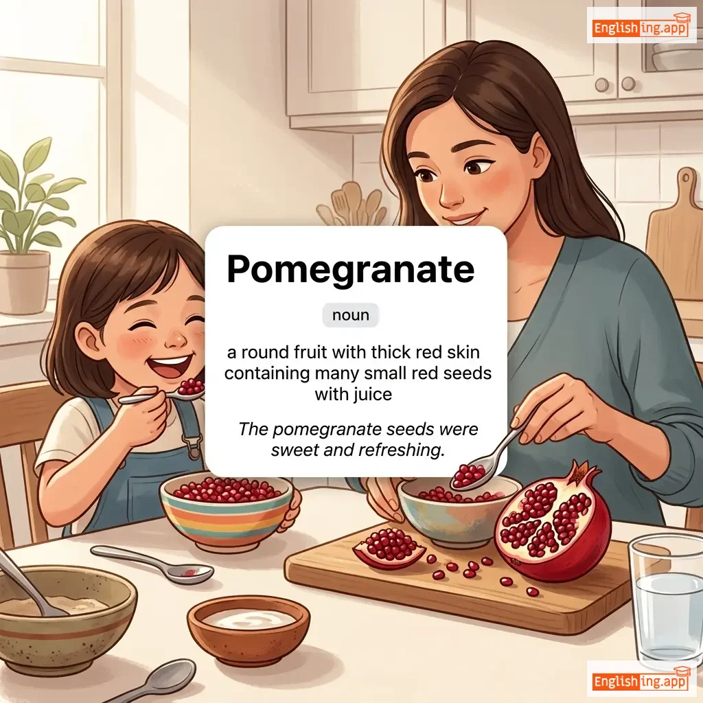 Pomegranate definition card — visual illustration of the meaning