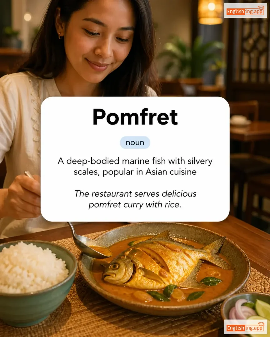 Pomfret definition card — visual illustration of the meaning