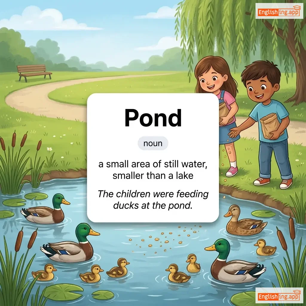 Pond definition card — visual illustration of the meaning