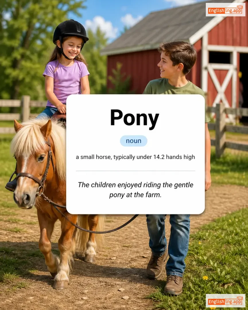 Pony definition card — visual illustration of the meaning